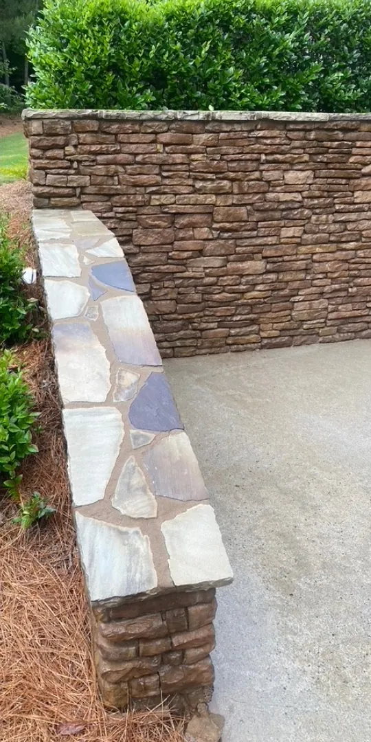 Stone wall cap and drive, after washing