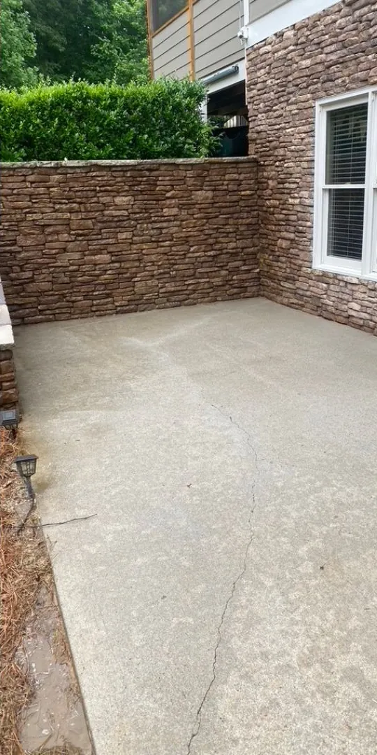 Concrete patio, after washing