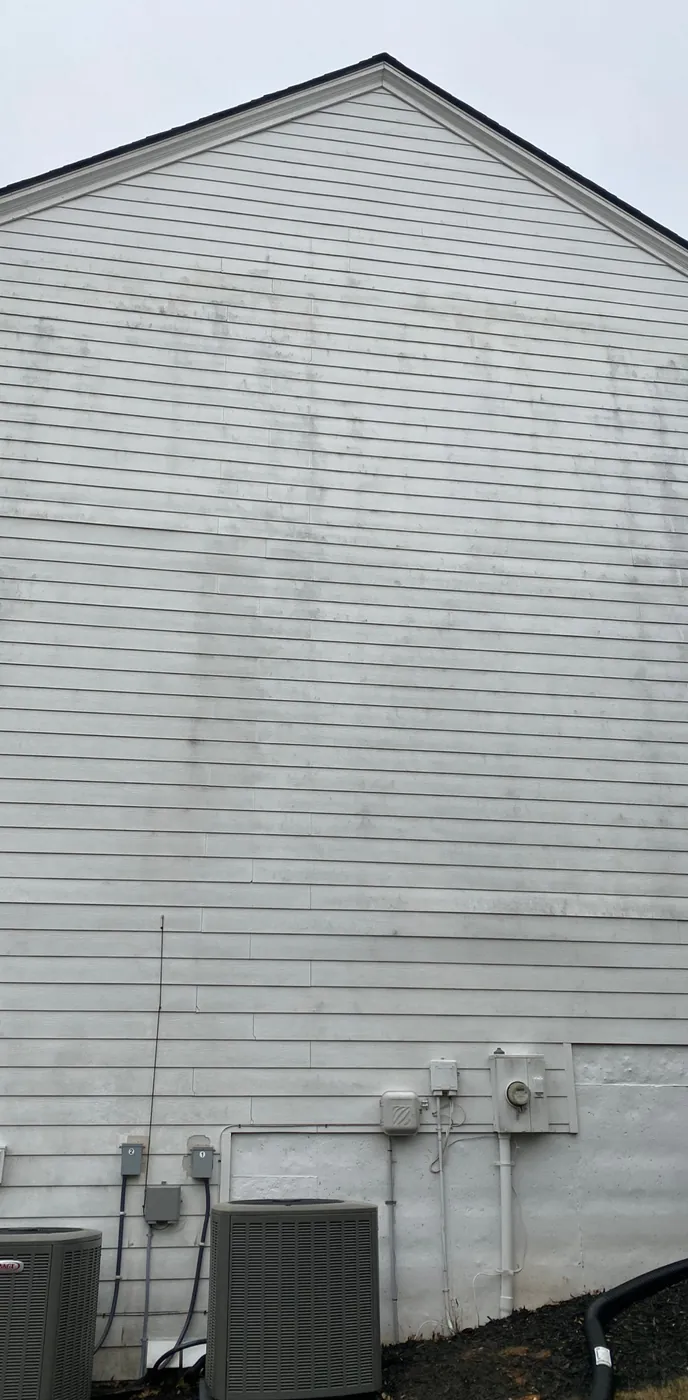 Vinyl gable wall, before washing